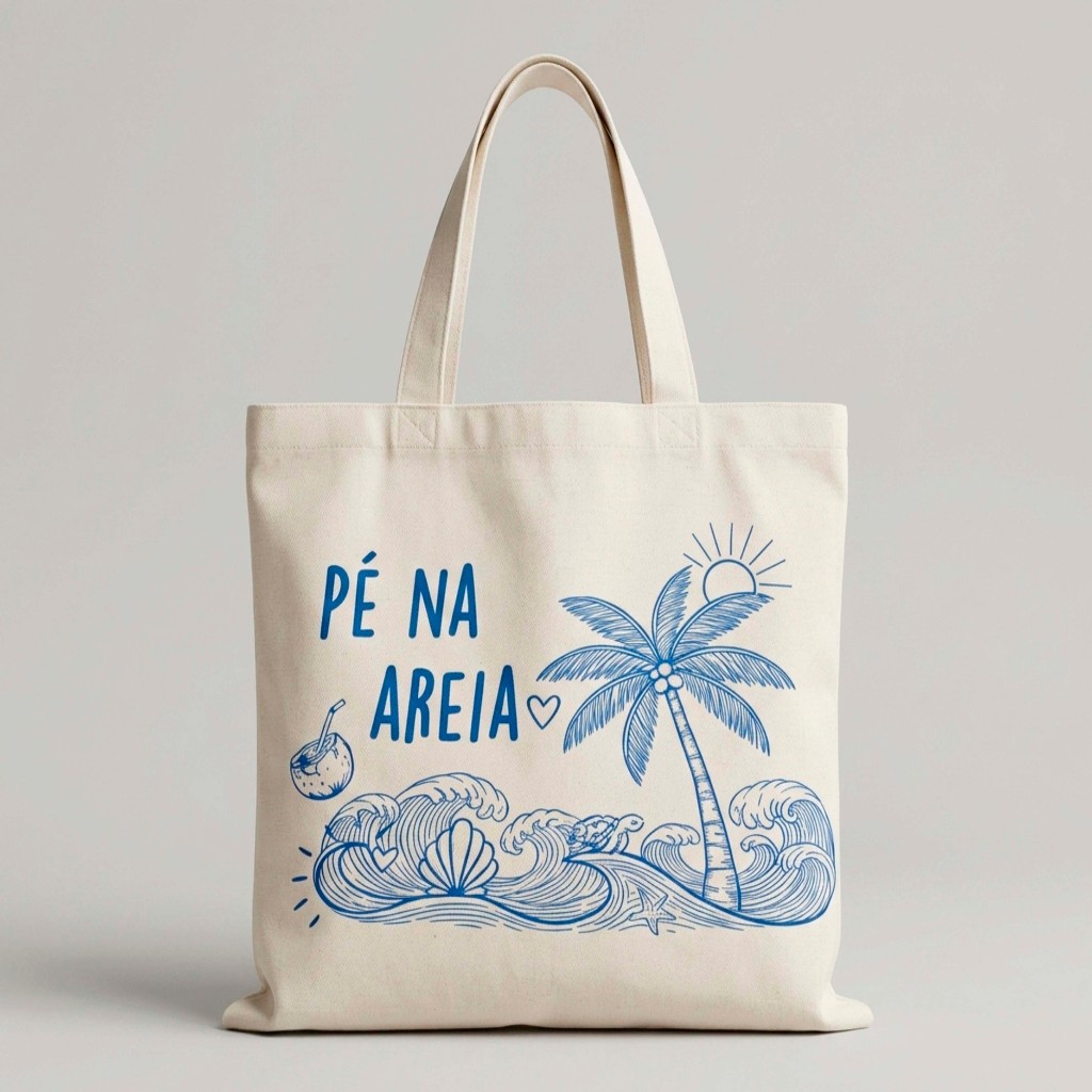 Ecobag Algodão Cru 35X40cm Sacola Estampada Bolsa Feminina Ecológica Praia Sustentável