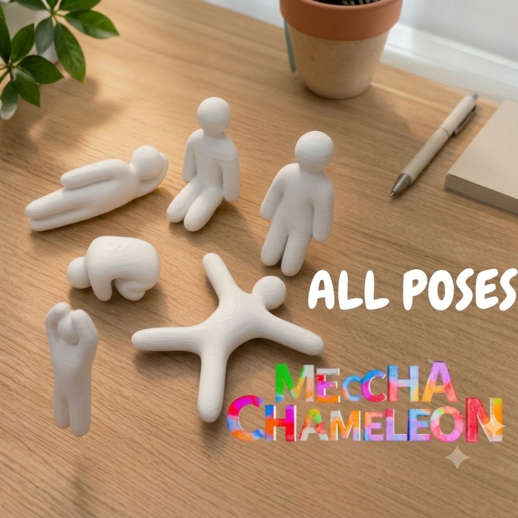 Kit com 8 Bonecos Meccha Chameleon  Jogo de Esconde-Esconde para Casa  Impressão 3D (9cm bonecos esticados) Oito poses