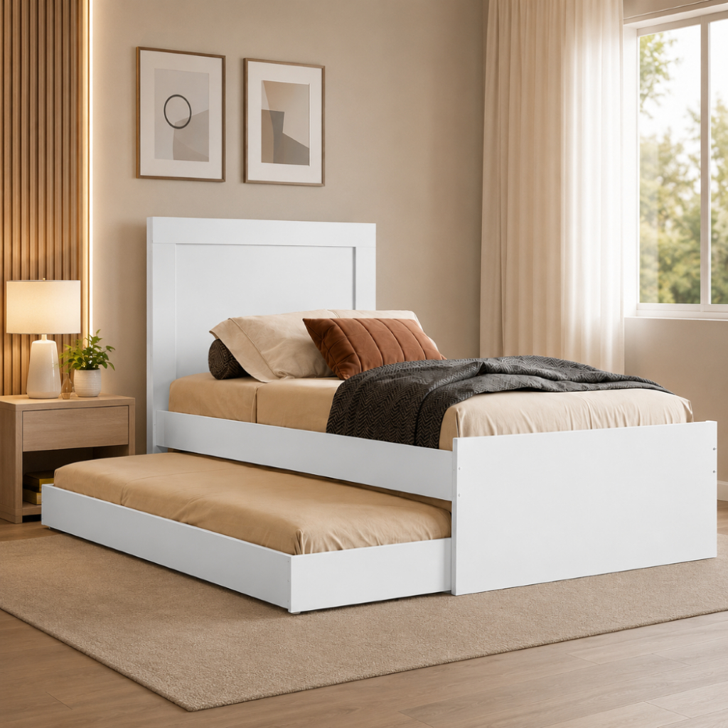 Bicama Solteiro em MDF Luara 2 Camas em 1 com Auxiliar para Colchão 88x188 cm