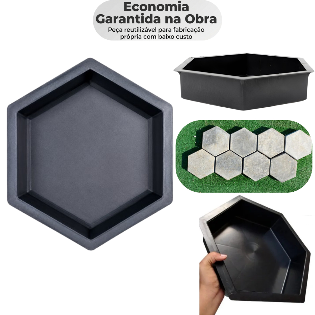 Formas Piso Bloquete Sextavada Molde Tijolo Hexagonal Calçada Jardim Construção Civil Resistente