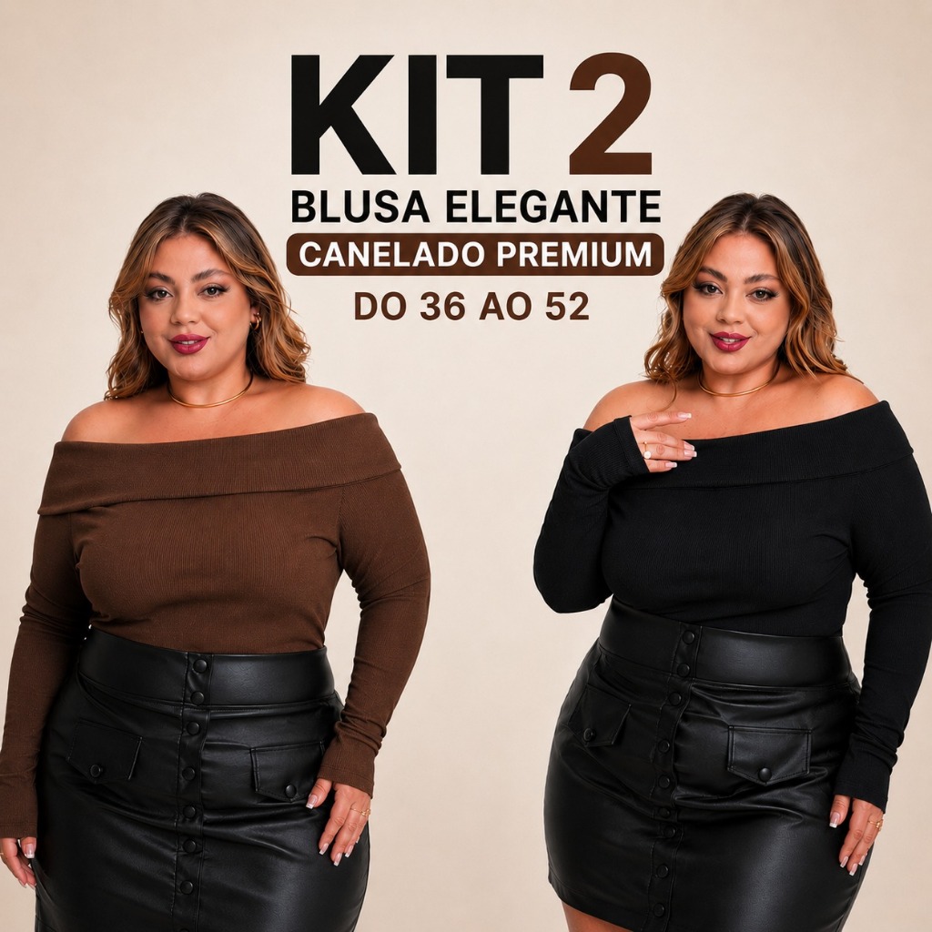 KIT 2 Blusa Elegante de Babado Plus Size Feminina Ombro a Ombro Combo Canelada Moda balada Ciganinha