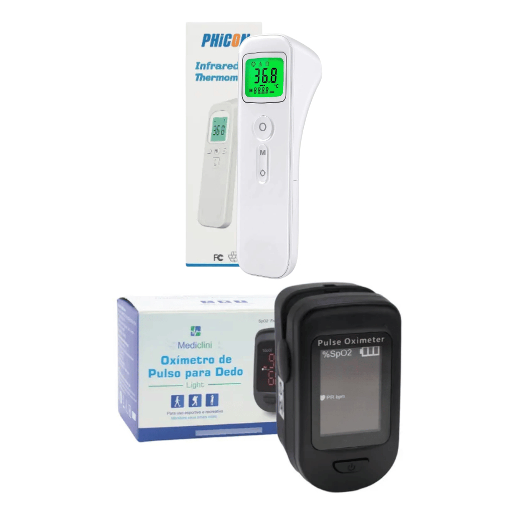 Kit Oximetro Saturação G-tech  + Termômetro Digital Infravermelho de Testa