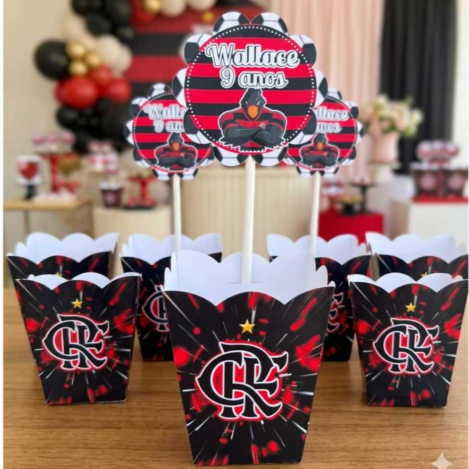 Centro de mesa cachepô personalizado| flamengo | decoração festa mesa de convidados| lembrancinhas