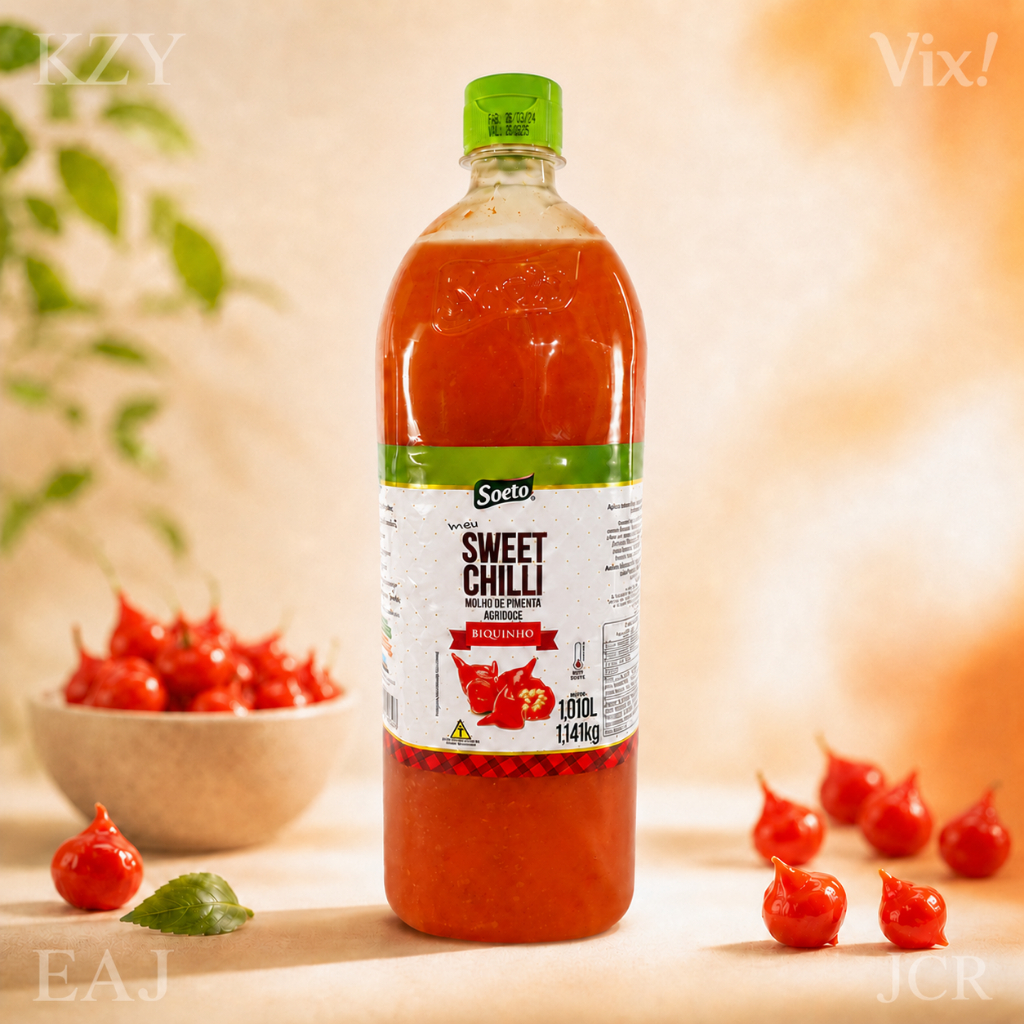 Molho de Pimenta Soeto Agridoce Biquinho Sweet Chilli Grande 1KG litro Kilo Churrasco Picante Pastel