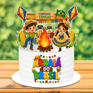 TOPO TOPPER DE BOLO PERSONALIZADO COPA DO MUNDO ARRAIA/ DECORAÇÃO FESTA JUNINA/ DECORAÇÃO DA COPA