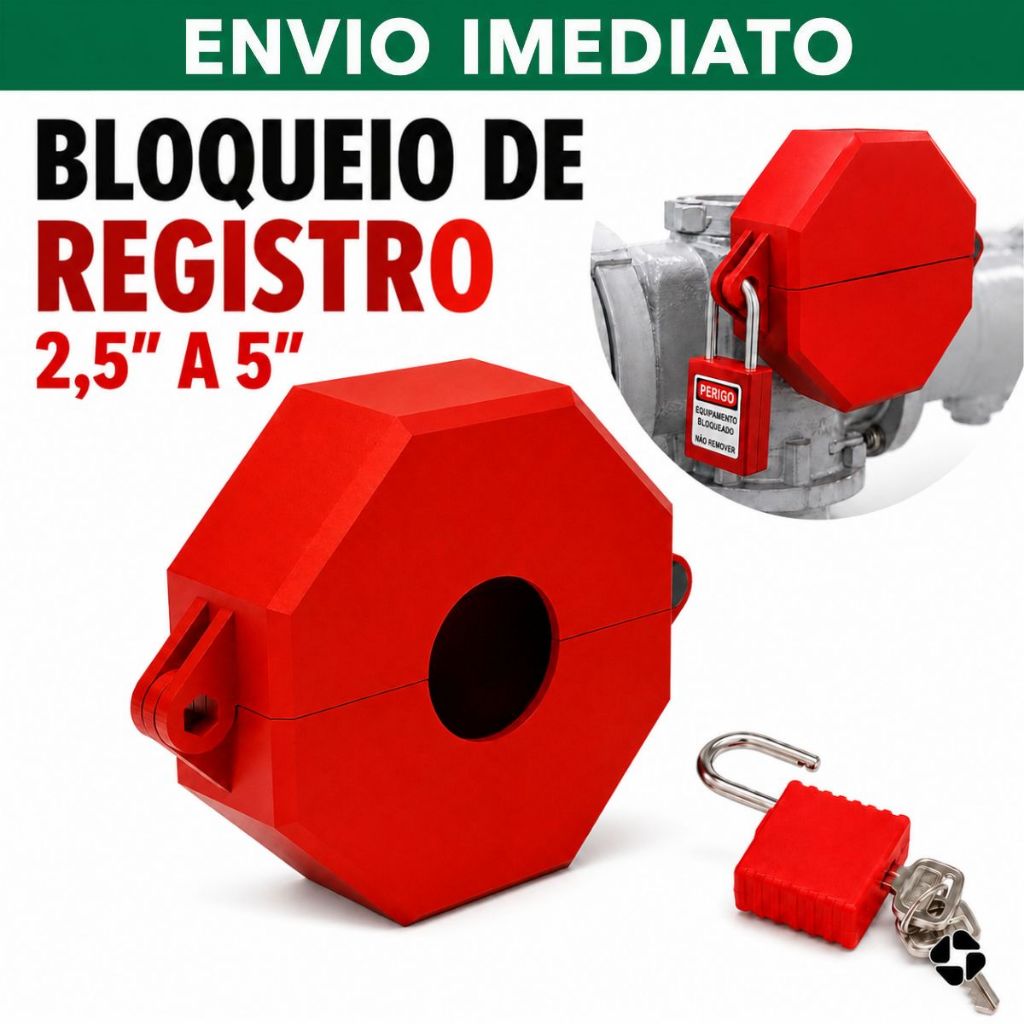 Bloqueio Válvula Registro Gaveta Globo 2,5" A 5" NR10 NR12 LOTO