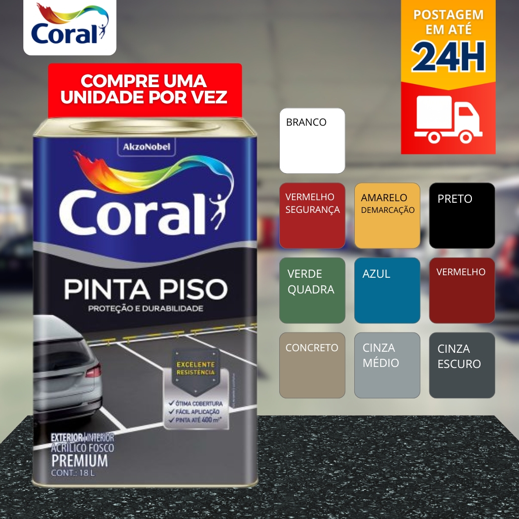 Tinta Acrílica Coral Pinta Piso 18l Premium Escolha Cor