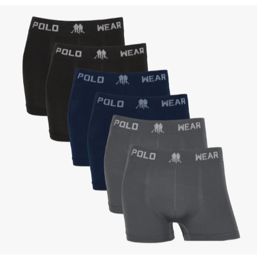 Kit 10 Cuecas Boxer Polo Wear Masculina Poliéster Sem Costura Cueca Box Adulto Confortável - Sortida