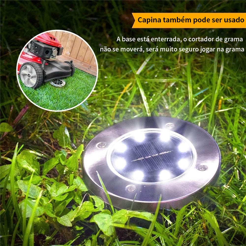 Luminária Solar De Jardim Led Balizador Chão Espeto Refletor Gramado À Prova D'água IP65 Caminho Escada