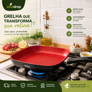 Frigideira Grill Quadrada 24cm Antiaderente Indução qualidade e linha premium
