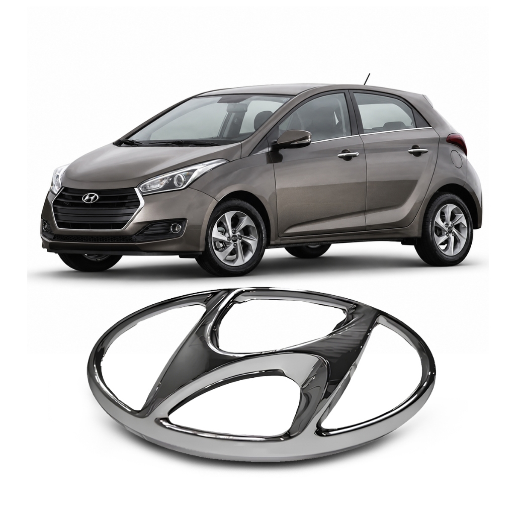 Emblema Cromado HB20 Hatch Sedan 2012 a 2019 Grade Dianteira Radiador