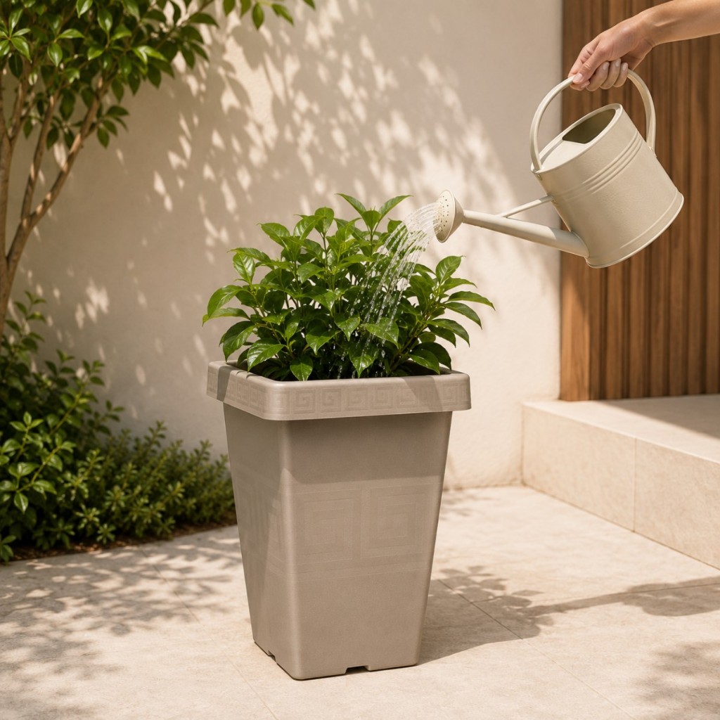 Conjunto 6 Vaso Grego Quadrado 13 L Plástico Para Flor Planta Jardim Varanda e Paisagismo