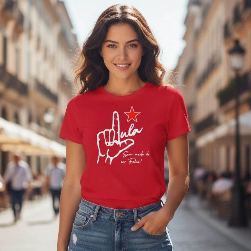 Camiseta Presidente Luiz Inácio Lula  100% Algodão Gola Redonda
