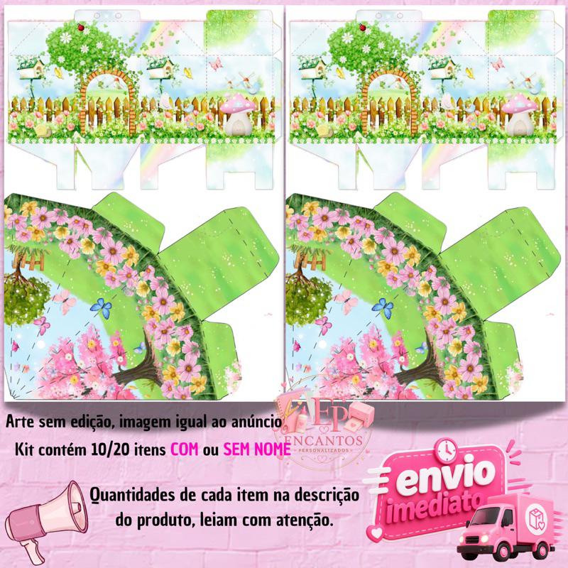 Jardim Encantado- Kit de Lembrancinhas com 10/20 Itens (SEM/COM NOME) - Envio 24H