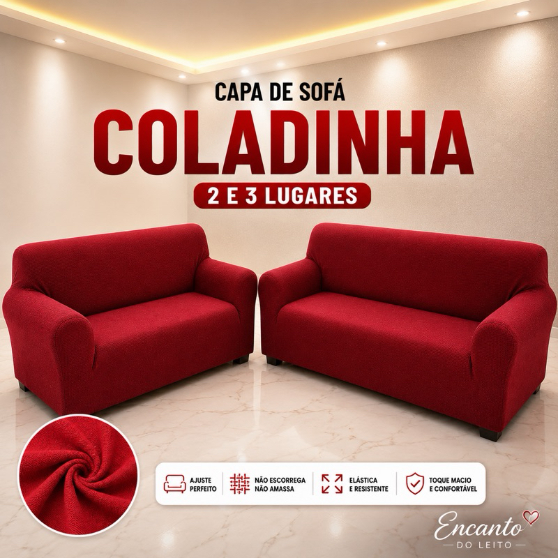 Kit Capa Forro de Sofá Elástica Malha Gel 3 e 2 Lugares King Ligadinha Coladinha ajustável