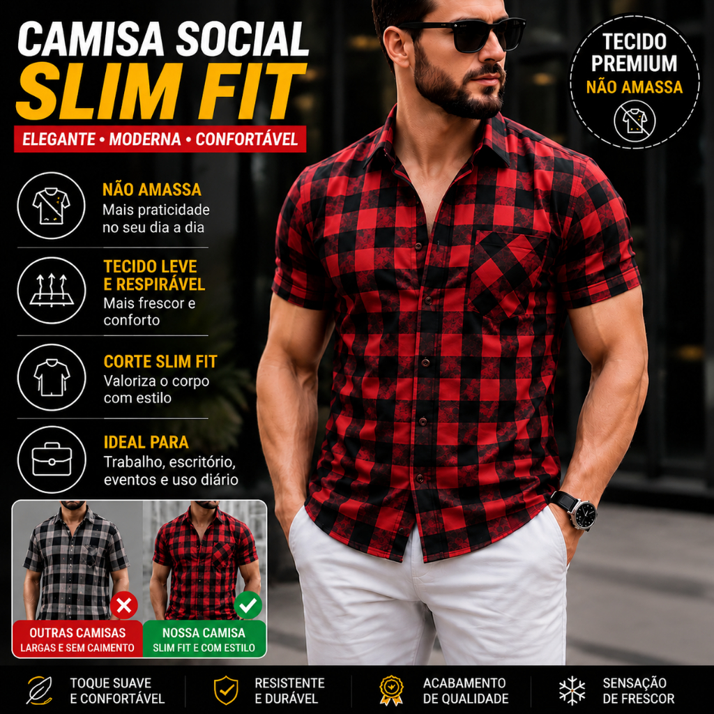 camisa social elegante masculina