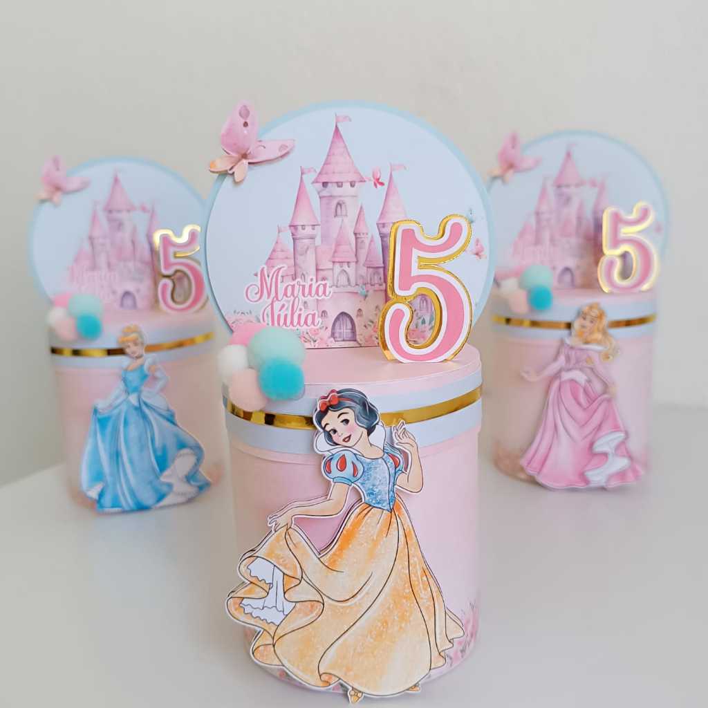 Kit Caixas personalizadas de luxo princesas | Personalizados de luxo Princesas | Lembrancinhas Princesas