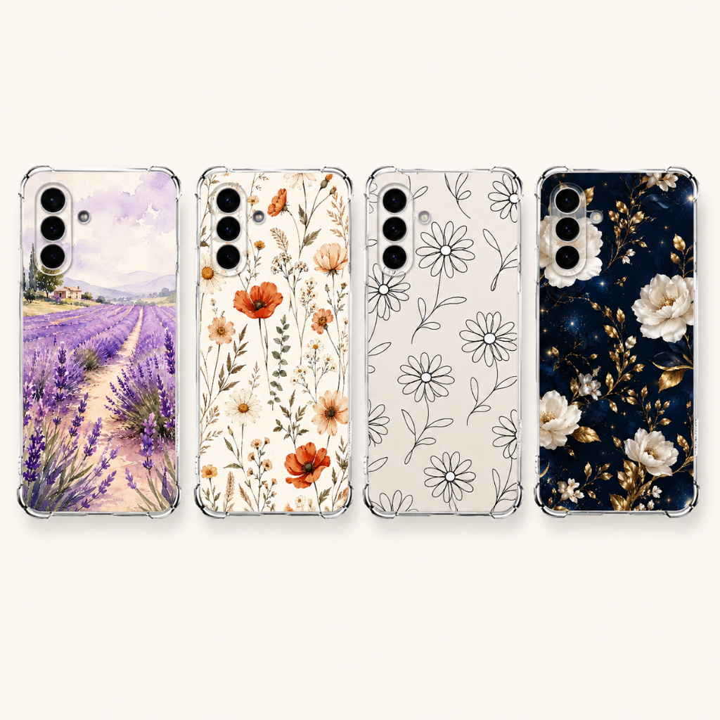 Capa Capinha Floral Samsung Galaxy A05 A05S A15 A25 A35 A55 Feminina Estampada Silicone Antichoque