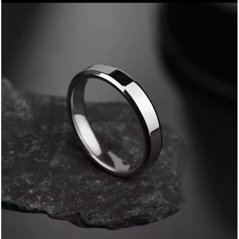 Aliança Feminina e Masculina 4mm Chanfrada Lisa em Aço Inox 316L – Anel de Compromisso Prata Unidade