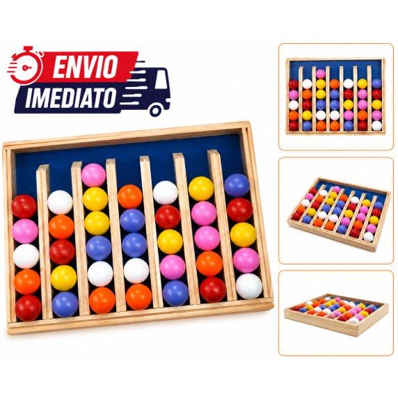 Desafio da Bolinha Jogo de Raciocínio Educativo de Madeira 36 Peças Coordenação Motora Montessori