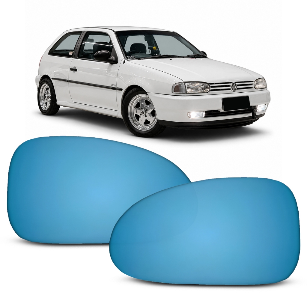 Lente Retrovisor Gol Parati Saveiro G2 95 a 99 Espelho Convexo Metalizado Azul