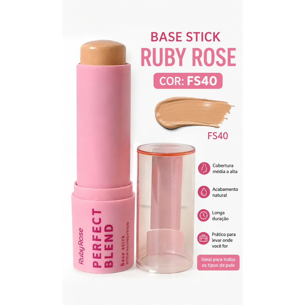 Base em Stick Ruby Rose FS40 Linha Rosa - Base Cobertura Natural