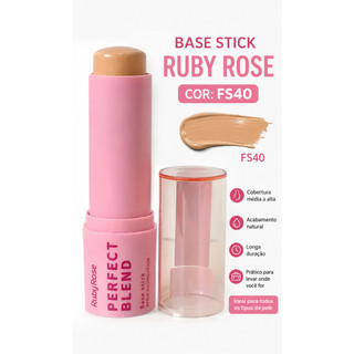 Base em Stick Ruby Rose FS40 Linha Rosa - Base Cobertura Natural