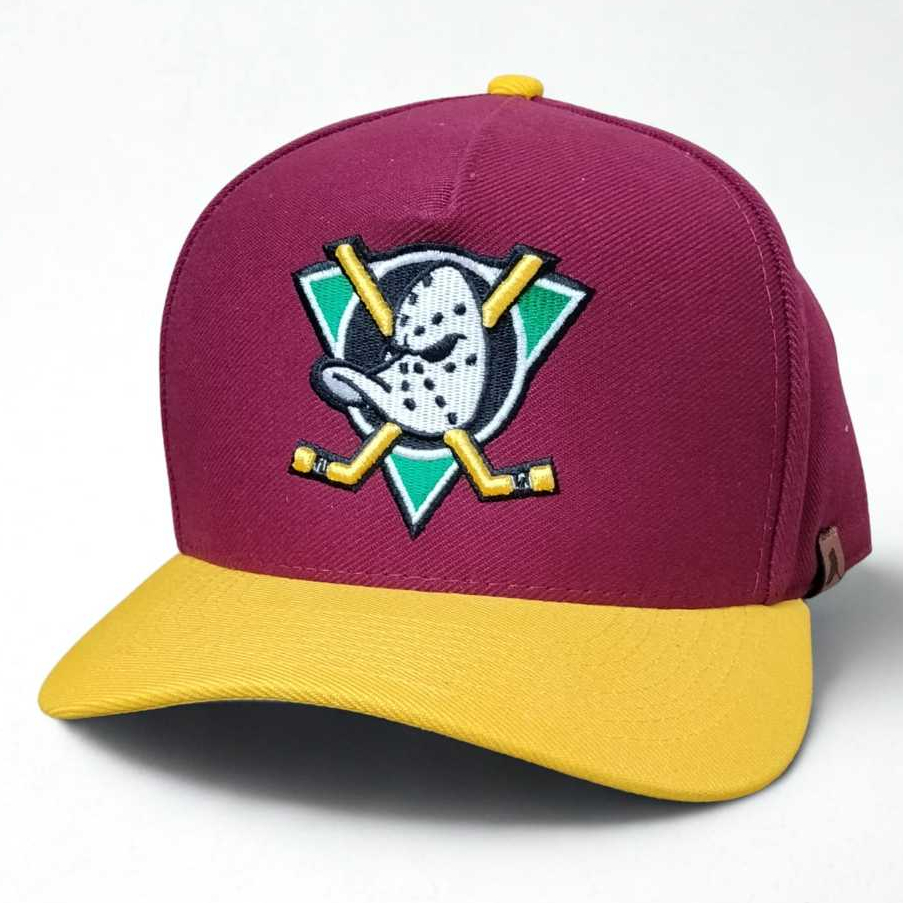 Boné Masculino Aba Reta e Meia Curva Bordado Ducks Super Patos NHL Snapback Ajustável