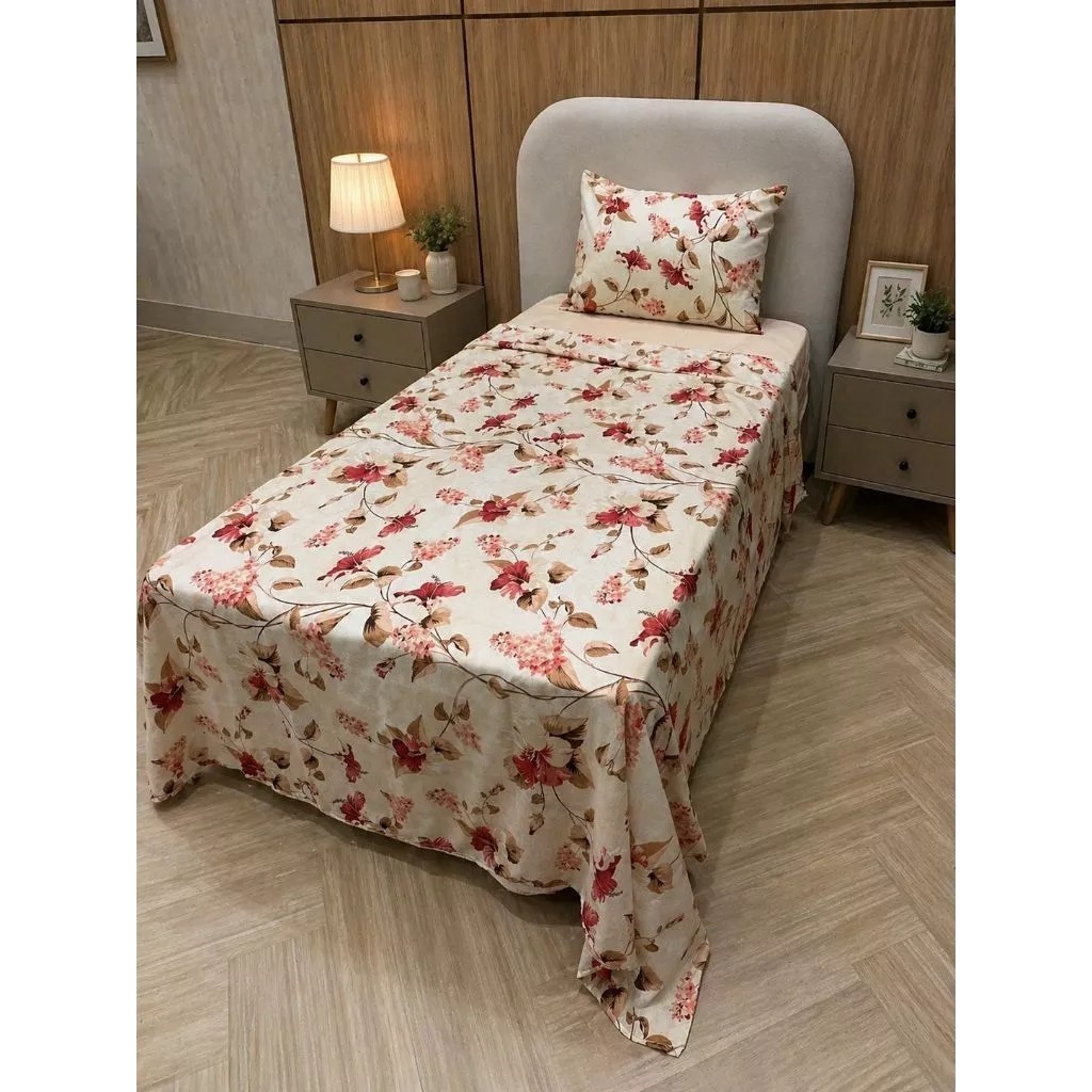 Jogo de Lençol Cama Solteiro Estampado 3PÇS, c/Elástico  -  Micropercal 500Fios de Luxo Toque de Algodão.