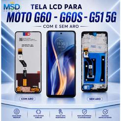 Tela Frontal Display Touch LCD com Aro Moto G60- G60S- G51 5G - Brilho Forte - Toque Fluido