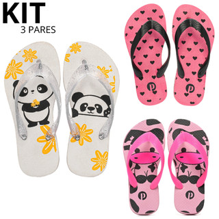 Kit Chinelo Infantil Macio Antiderrapante Estampado