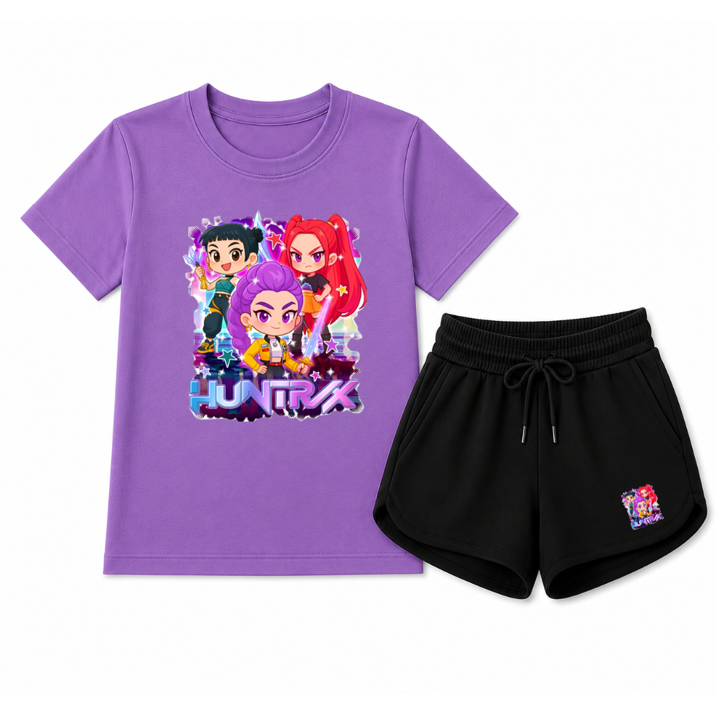 Conjunto Infantil Menina Camiseta e Short Confortavel Estiloso Dia a Dia