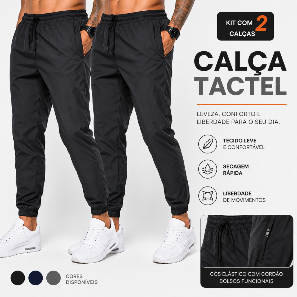 Calça Tactel Masculina Academia Esportiva Leve Secagem Rápida Com Elastano Caminhada Corrida