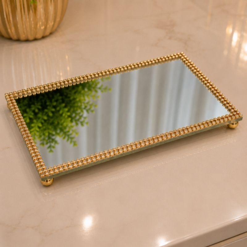 MEGA PROMOÇÃO Bandeja Espelhada Strass Original Alto Brilho Luxo Sala Banheiro Lavabo