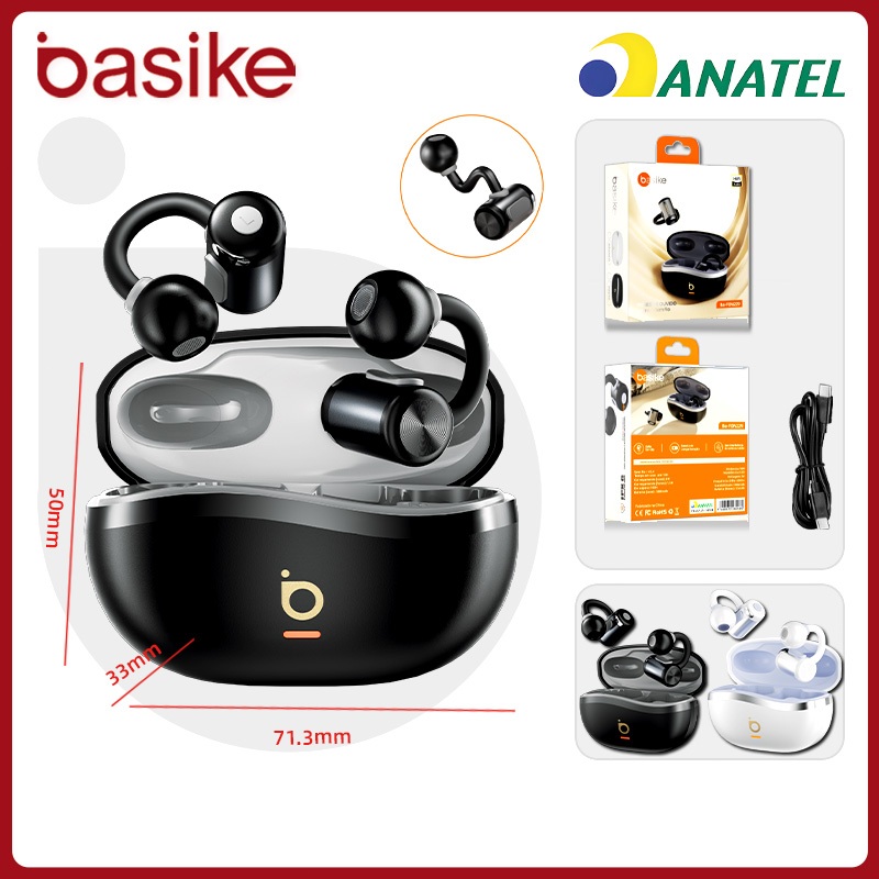 Basike Fone De Ouvido Sem Fio Bluetooth Esportivo 60Hrs IPX6 ENC Fone Bluetooth Gancho Estére Auricular，fon229