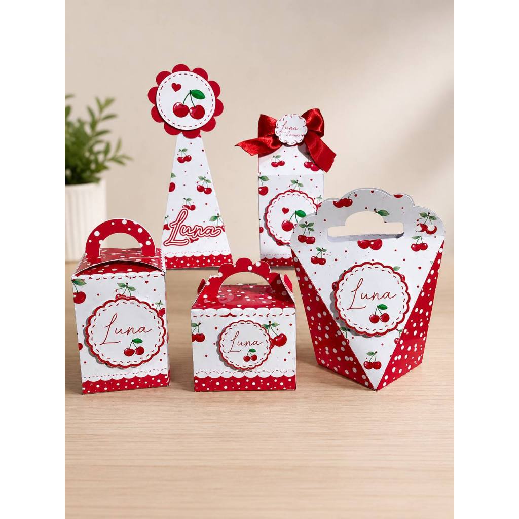 Kit Caixas Personalizadas CEREJINHA / Lembrancinhas de Festas/ Aniversário + Brinde / Cerejinha personalizado