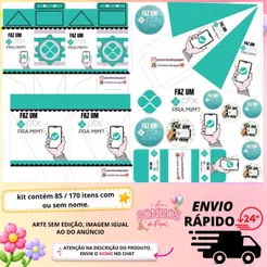 KIT COM 85 OU 170 ITENS LEMBRANCINHA PERSONALIZADA TEMA: PIX COM/SEM NOME - Envio Rapido