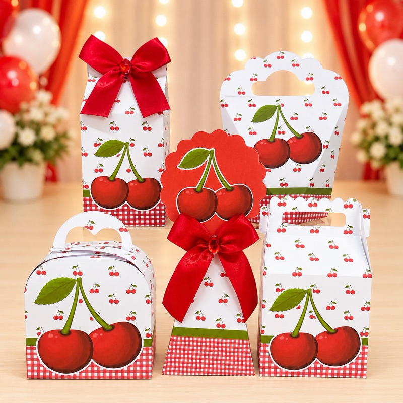 Kit Festa Personalizada Cerejinha - Caixinhas para festa infantis lembrancinhas de aniversario mimos decoração personali
