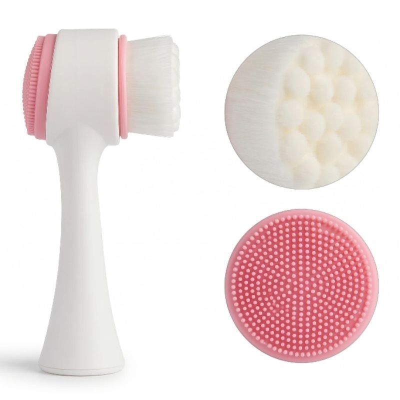 Escova de Limpeza Facial 2 em 1 Massageadora com Cerdas Macias e Silicone | Esfoliante Facial | Limpeza Profunda da Pele