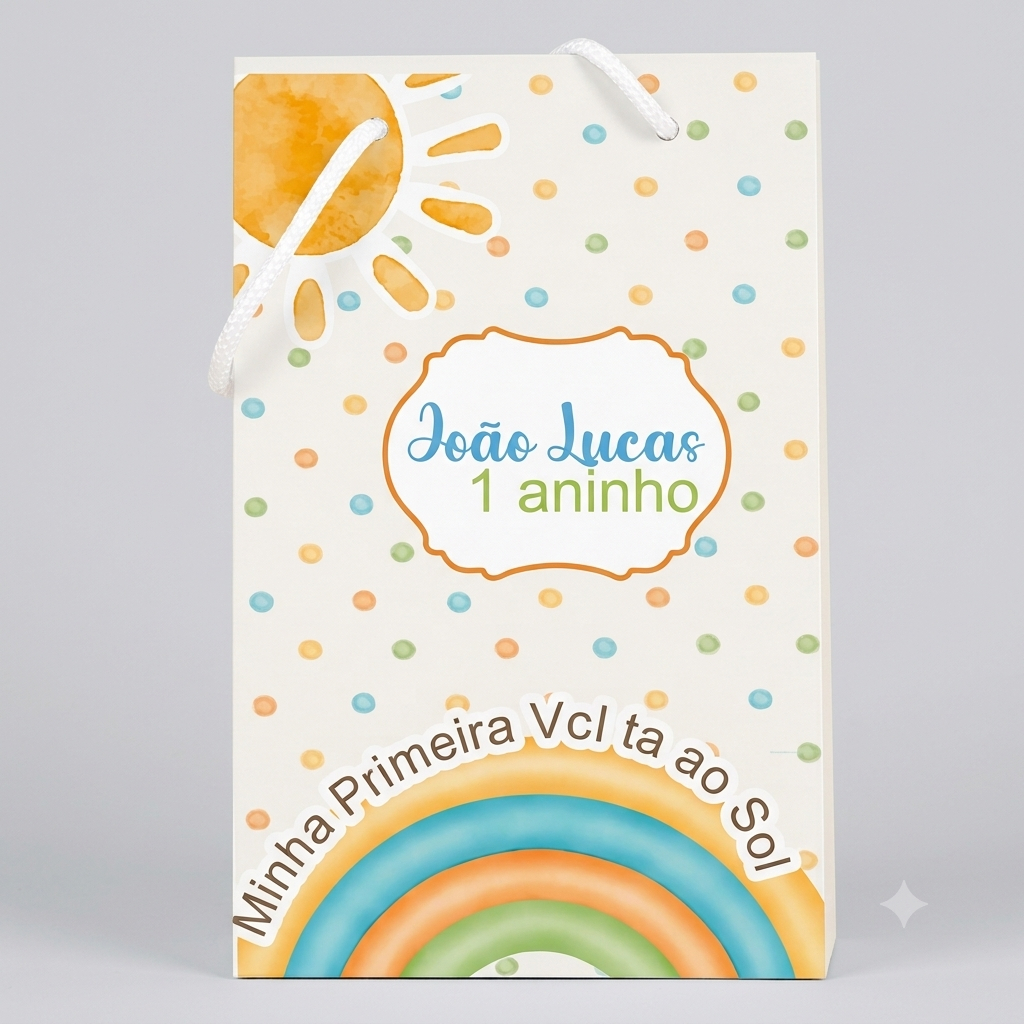 Sacolinha Surpresa Personalizada com Nome |Primeira Volta ao Sol Menino |Pegue e Monte | Lembrancinha Aniversário