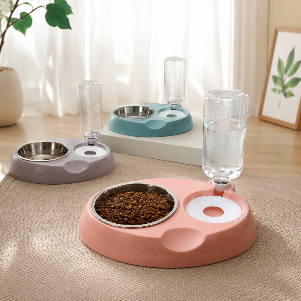 Comedouro E Bebedouro Automático Pet 2 em 1 para Cães e Gatos Tigela Inox Dispenser