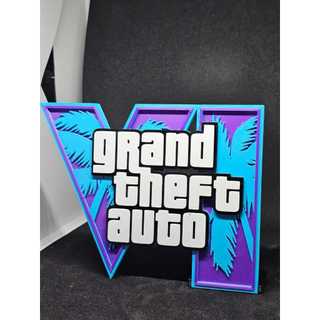 Placa Decorativa GTA VI | Decoração Gamer para Setup | Enfeite de Mesa
