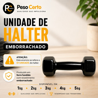 UNIDADE Halter Sextavado Emborrachado 1kg ao 5kg-Academia Musculação Treino Casa Peso Fis…