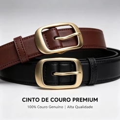 Cinturão de senhoras simples, barro de metal de ouro poroso, não precisa de puxar couro suave versátil para viajar diari