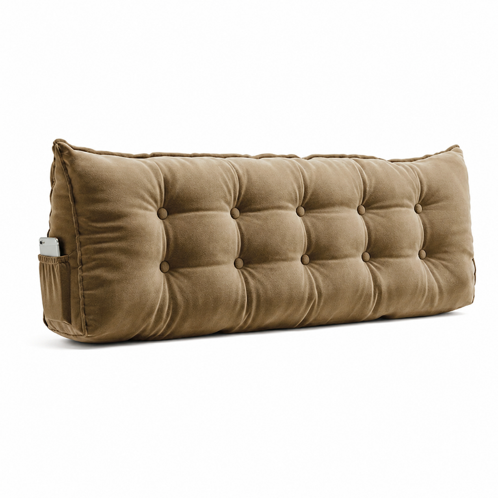 Almofada Cabeceira Queen 160cm Veludo Premium Apoio Lombar Com Porta Celular 10 Botões Luxo e Conforto que Você Merece