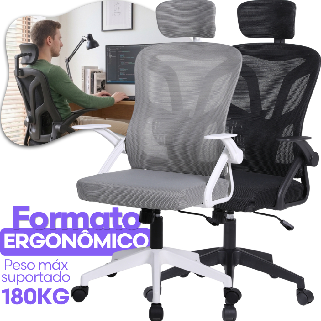 Cadeira De Escritorio Ergonomica Nr17 Glorious Marqs Home Giratoria Resistente Reforçada 180kg Confortavel Reuniao Mesh