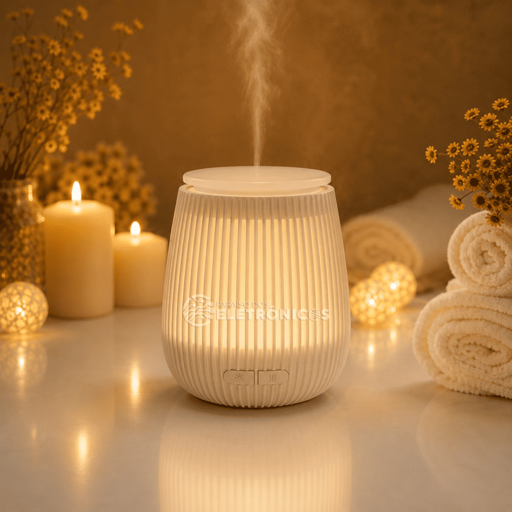 Difusor de Aroma USB LED RGB Branco Luz Decorativa 100ml 57017