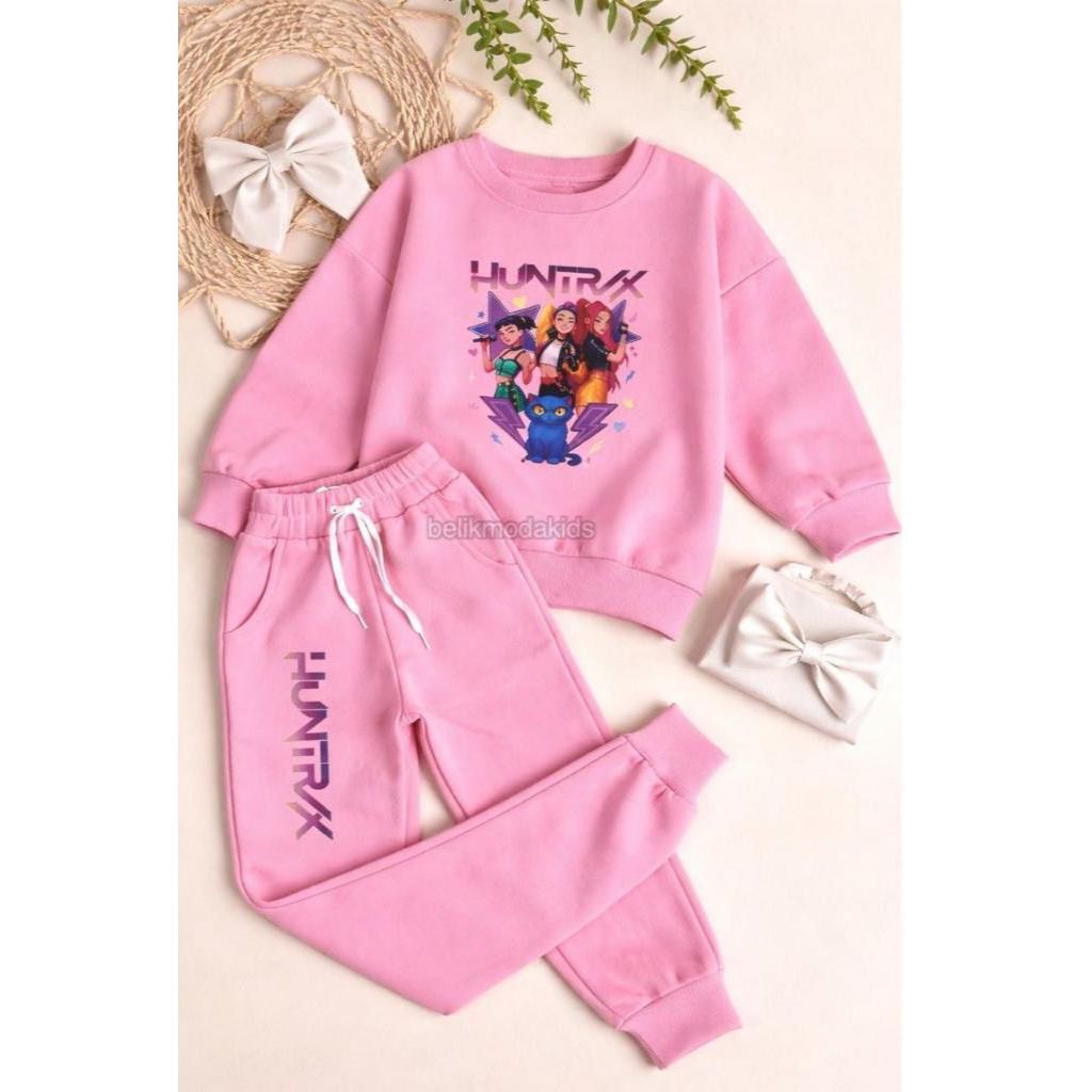 Conjunto Moletom Infantil Flanelado Blusa + Calça Inverno Frio 4 Ao 10 Quentinho Personagem Anime Menina Blogueirinha