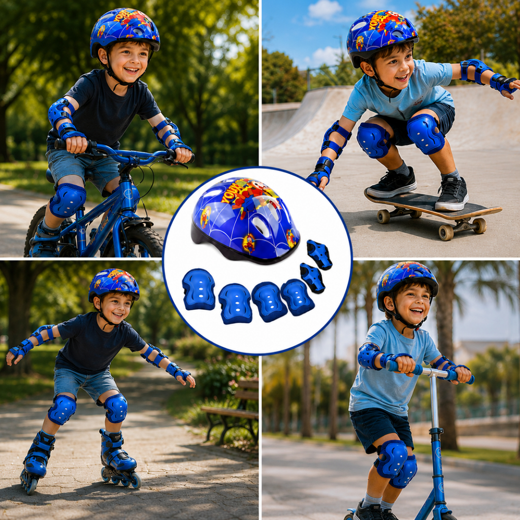 KIT Proteção Infantil Skate Bike Patins Patinete Azul