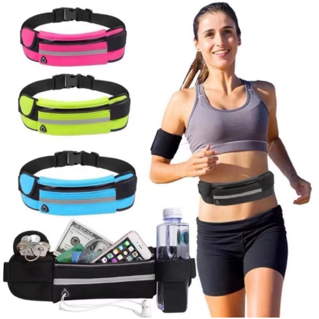 Cinto Esportivo Multibolsos Impermeável, Bolsa Cintura com Suporte Água para Treino Viagem